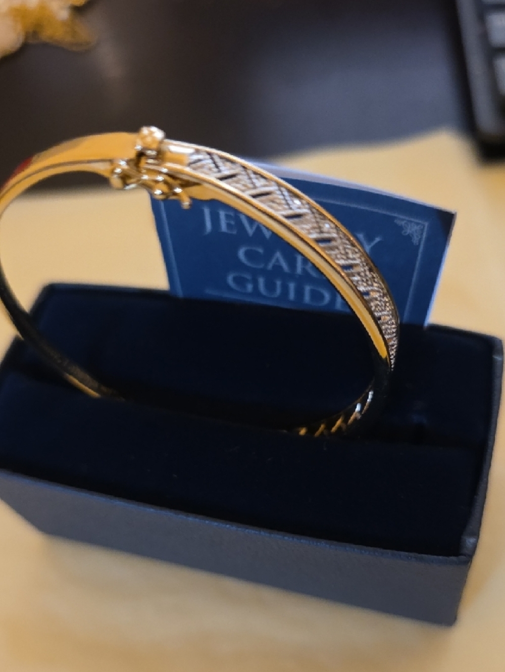 Danbury Mint Gold-Tone Crystal Chevron Bangle Bracelet - Gold - Picture 4 of 6